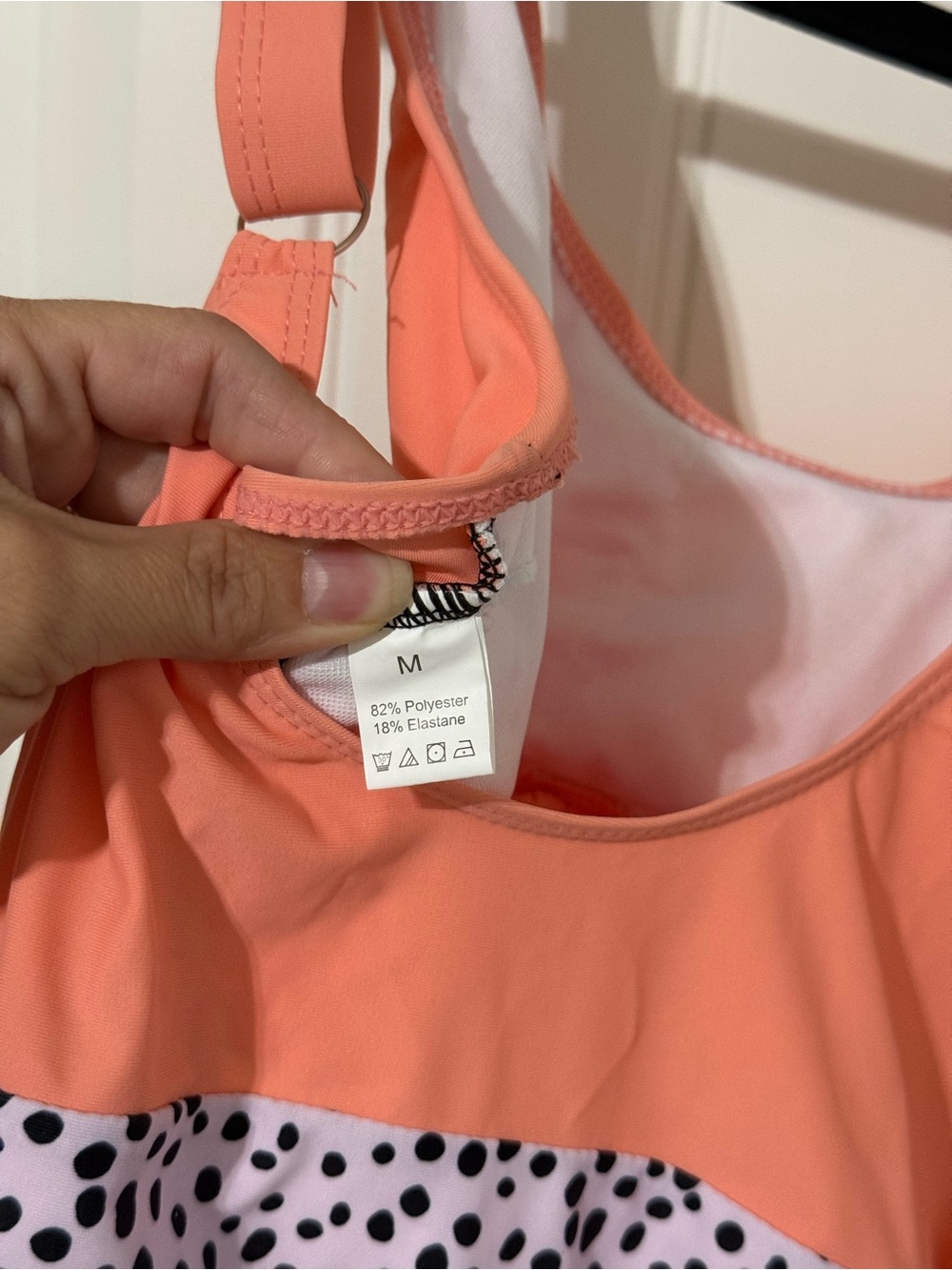 Coral Tie-Front One-Piece Swimsuit with Spot Print - Picture 5 of 6